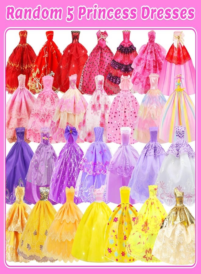 ZITA ELEMENT 101 Pcs Doll Clothes and Accessories Ramdom Style Gift Box Package, 5 Wedding Gowns 2 Fashion Dresses 2 Casual Outfit 2 Swimsuits 67 Accessories for 11.5 inch Doll Clothes for Age 3-10 - Image 2